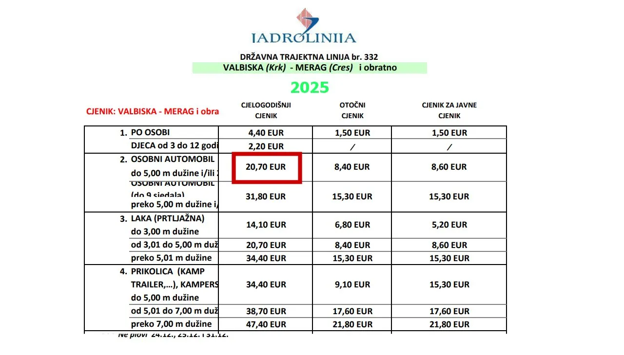 Valbiska - Merag (332) - prices